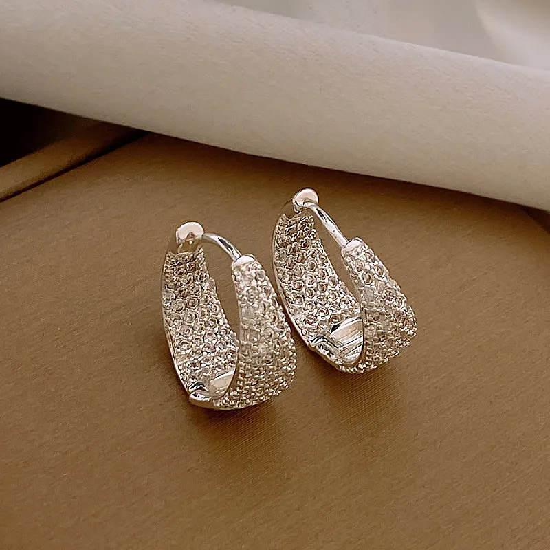Wide Pave Crystal Hoop Earrings - Image 3