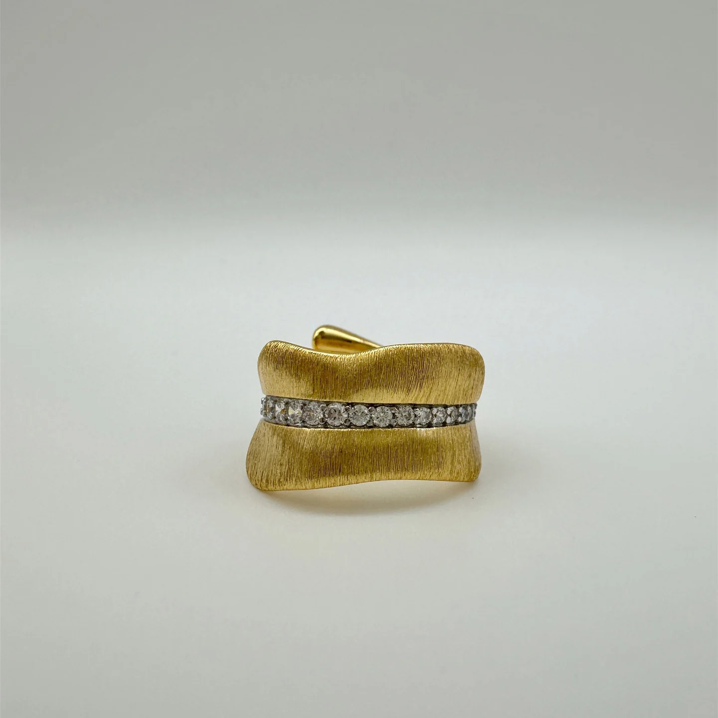 Wide Wave Textured Statement Ring - Image 2