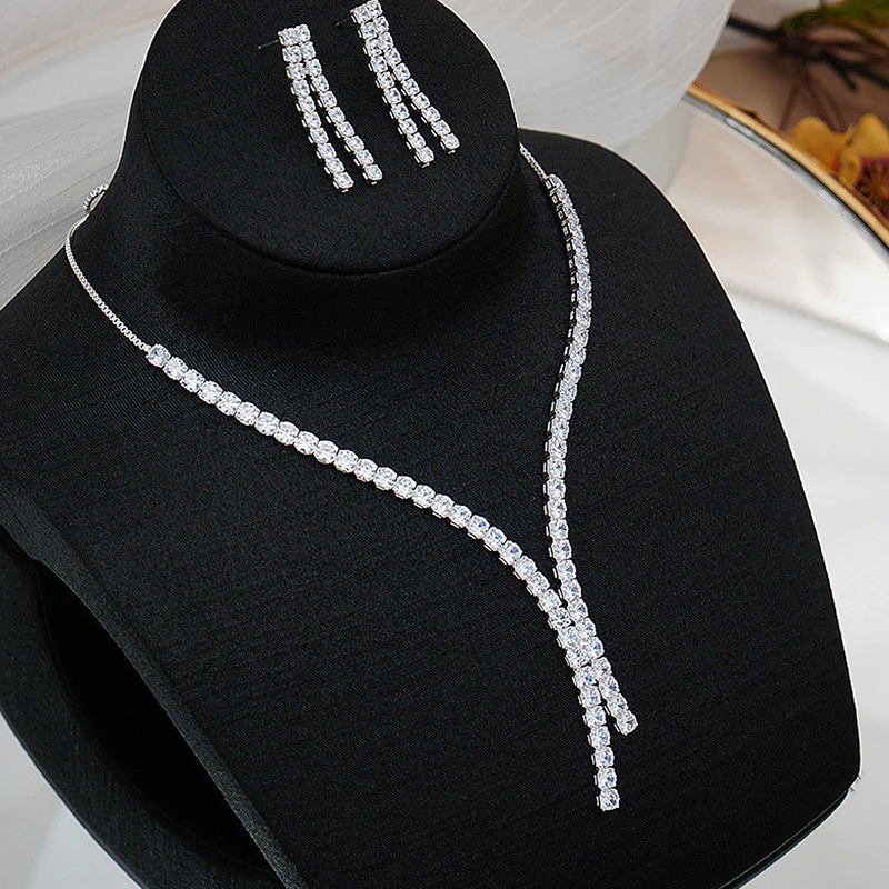 Zircon Necklace & Earrings Set - Image 2