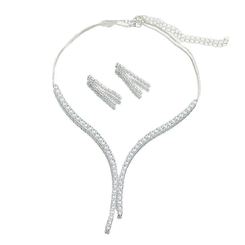 Zircon Necklace & Earrings Set - Image 3